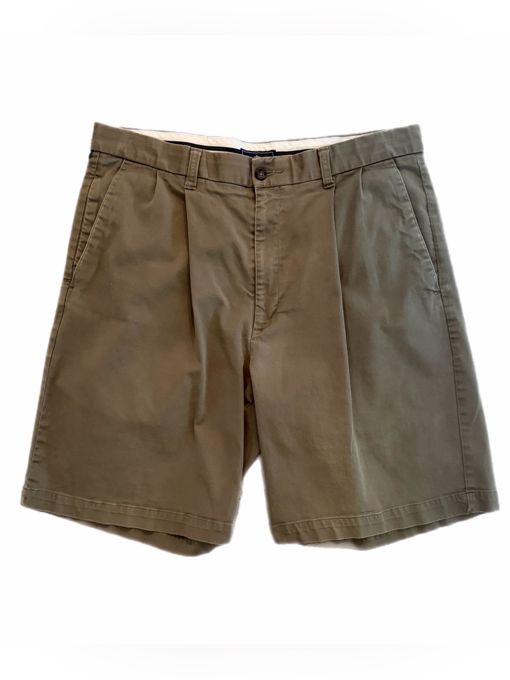 Dockers Men’s 34 Khaki Pleated Front Chino Shorts Cotton Stretch Classic Fit